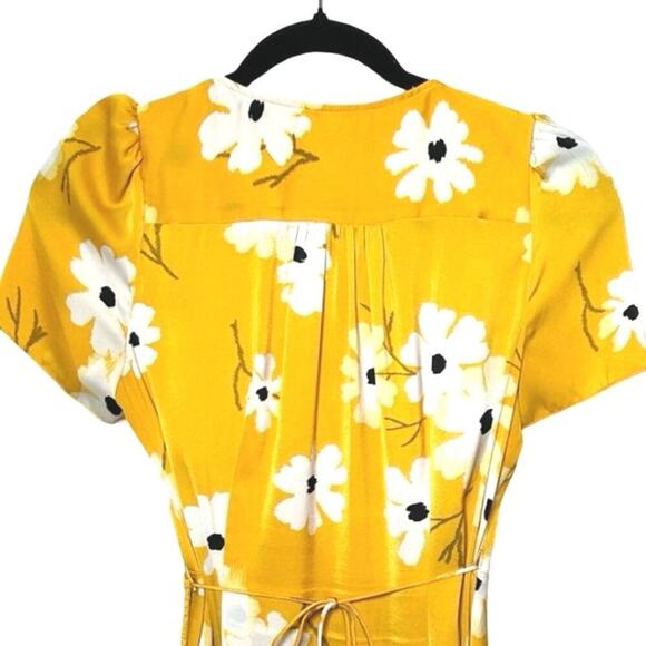 Madewell Women’s Puff Sleeve Wrap Midi Dress Ikat Floral Size XS - Picture 7 of 10